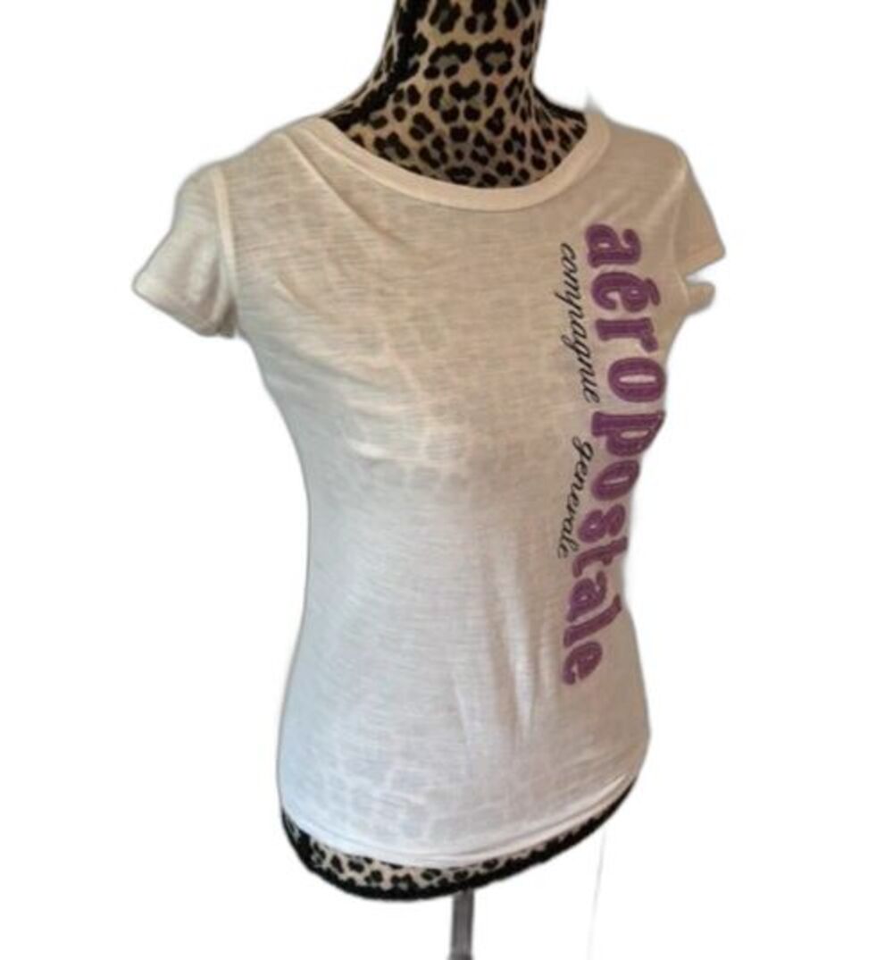 Aeropostale Y2K Baby Tee White T-Shirt Vintage Size Medium California Surfer